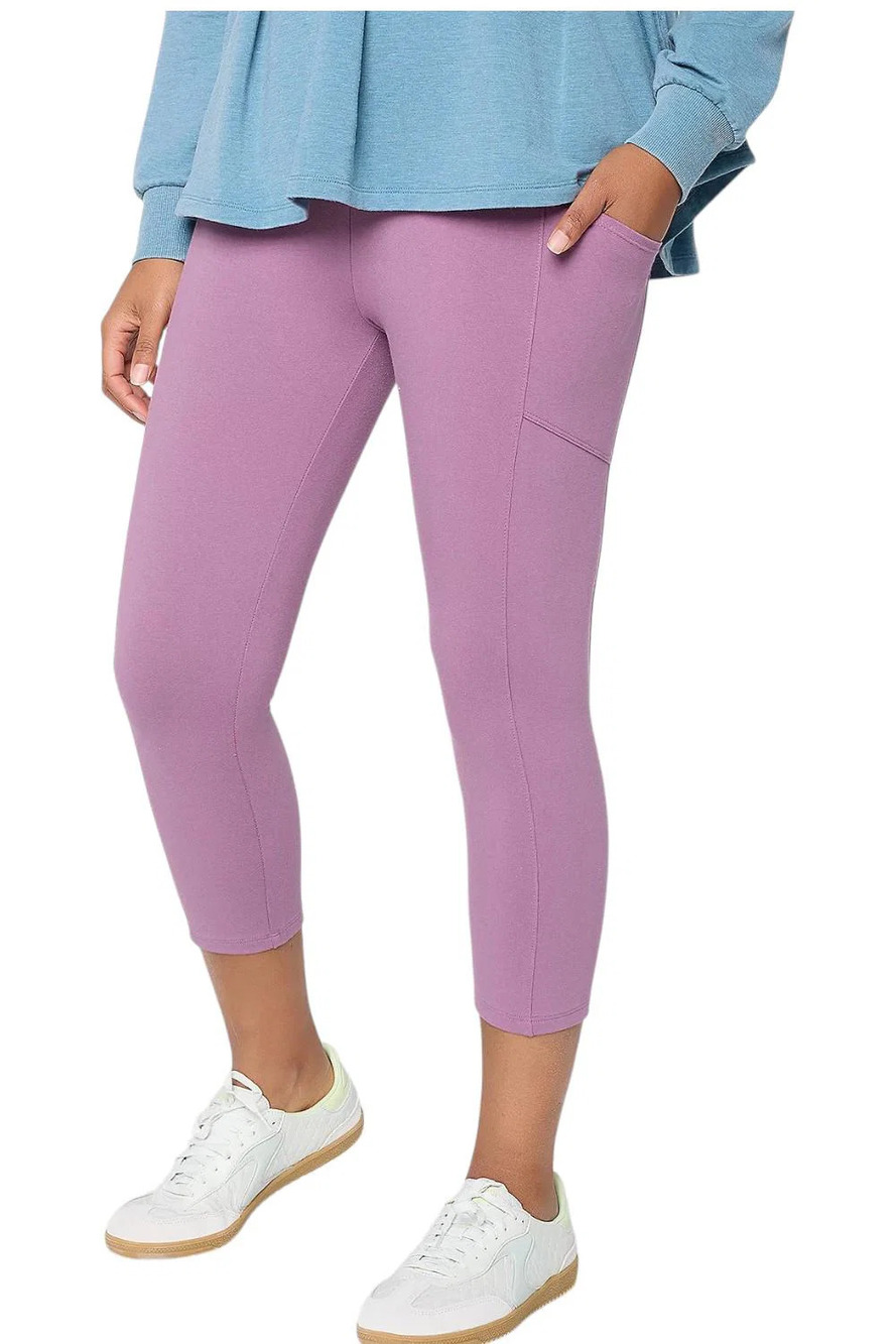 LOGO Layers by Lori Goldstein Women's Cropped Legging Pockets Plum - Petite